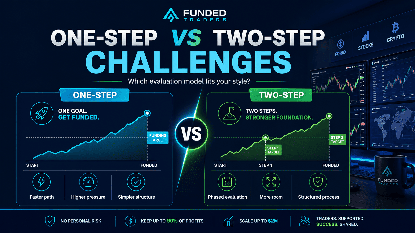 One-Step vs Two-Step Prop Firm Challenges: Which is Best for Beginners?