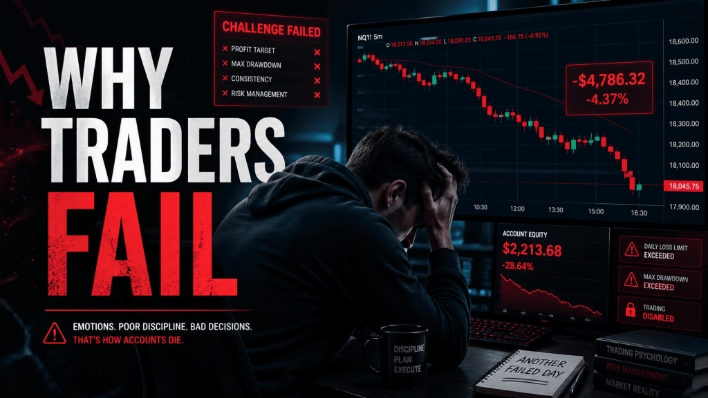Why Traders Fail Prop Firm Evaluations: 7 Mistakes & Recovery Plan