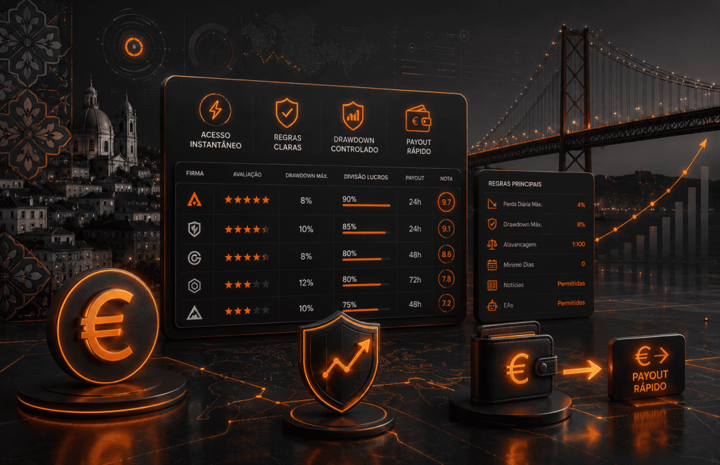 Melhores prop firms de instant funding em 2026: regras, drawdown e payout