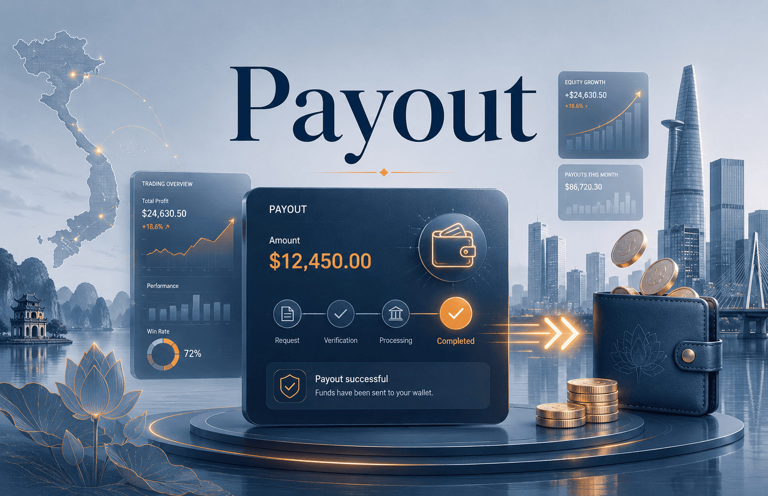 Payout Prop Firm và Profit Split: Cách tính khoản rút lợi nhuận thật