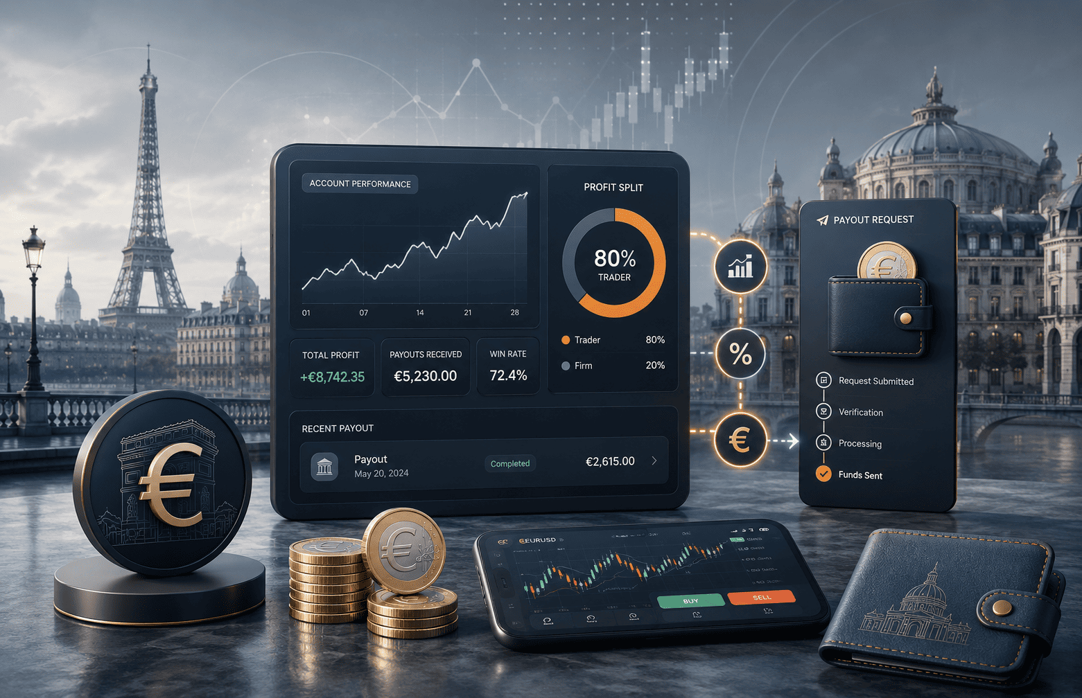 Payouts des prop firms : partage des profits, buffer et retraits